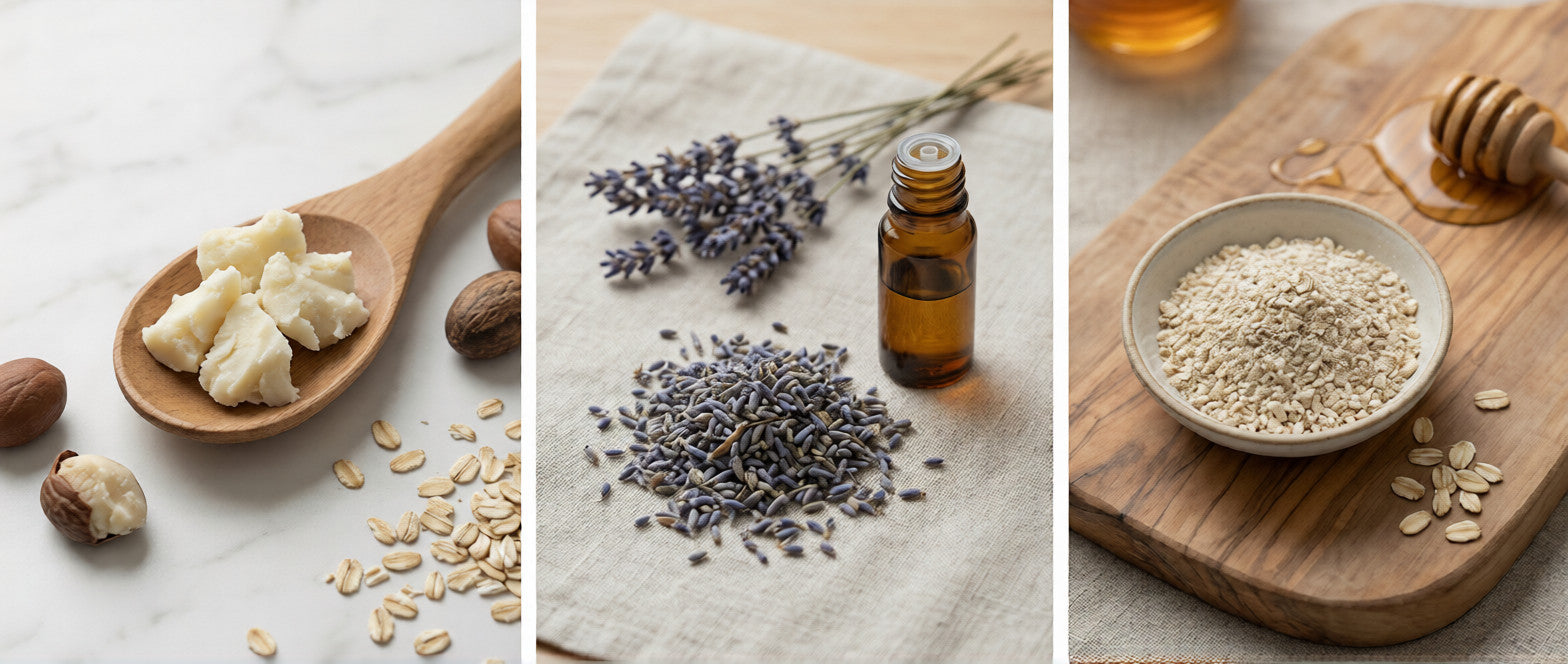 Natural ingredients: shea butter, lavender essential oil, oatmeal and honey